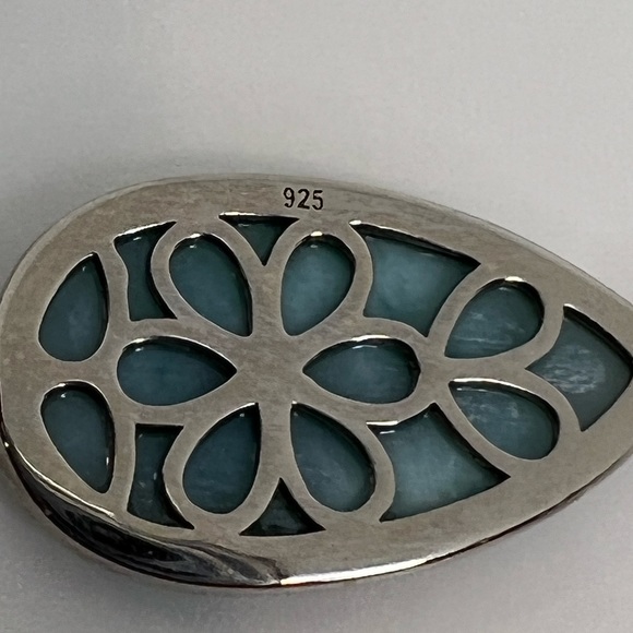 Sterling Silver Natural Larimar Pear Shaped - Picture 7 of 16